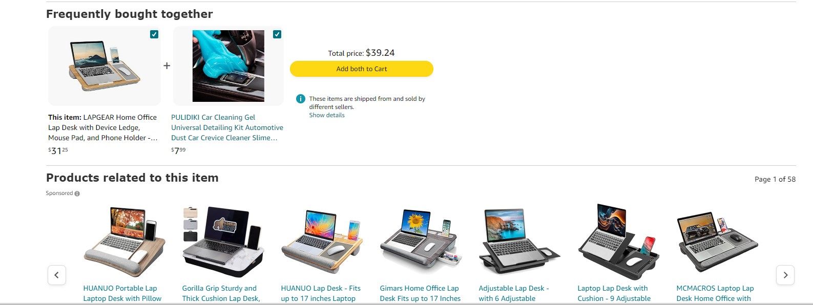 Screenshot of Amazon's recommended product section.